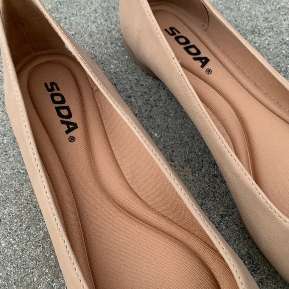 Soda Natural Nbpu Ballet Round Toe Gel Insole Flat - Picture 2 of 5